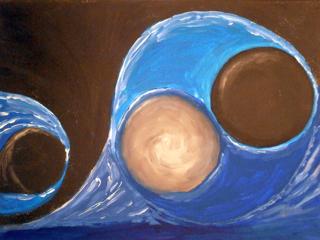 2014 40x30 Ausgangspunkt war das YinYang-Symbol, hineingearbeitet